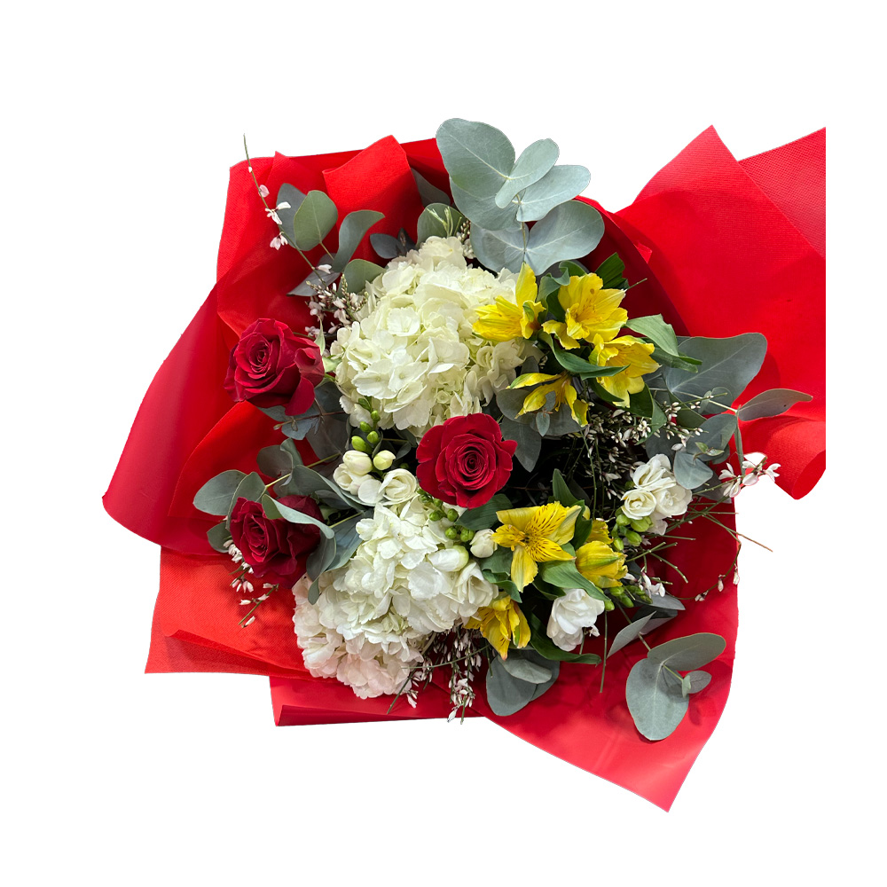 Bouquet di rose e ortensie
